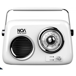 רמקול Bluetooth וינטג' משולב רדיו מבית NOA - לבן