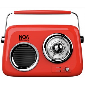 רמקול Bluetooth וינטג' משולב רדיו מבית NOA - אדום